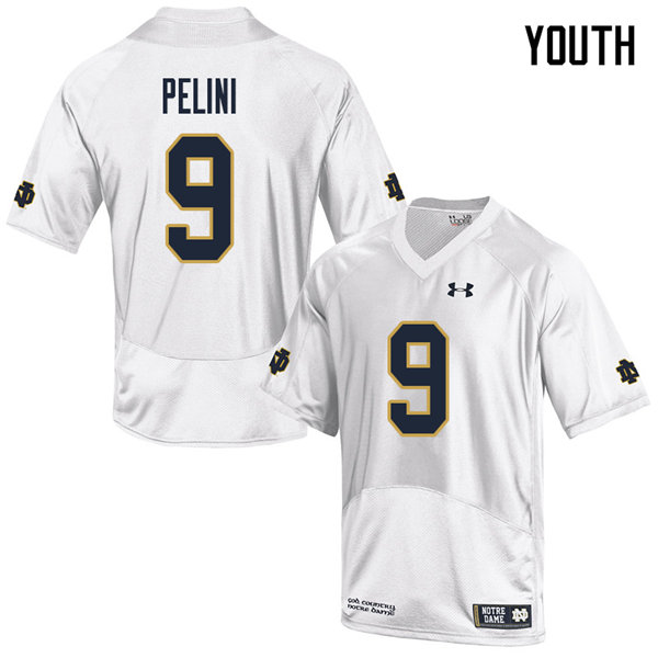 Youth NCAA Notre Dame Fighting Irish #9 Patrick Pelini Stitched College Under Armour Authentic White Football Jersey XI10B22QJ